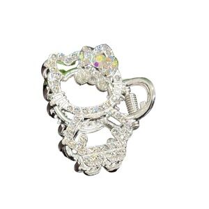 Elegant Kitty Cat Clear Crystal Silver Hair Clip claw Hair Accessories